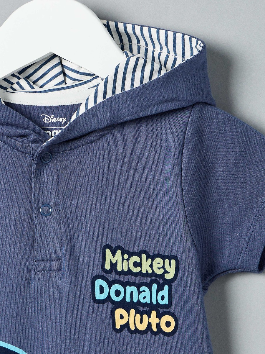 Mickey and Friends Print Cotton Hooded Romper