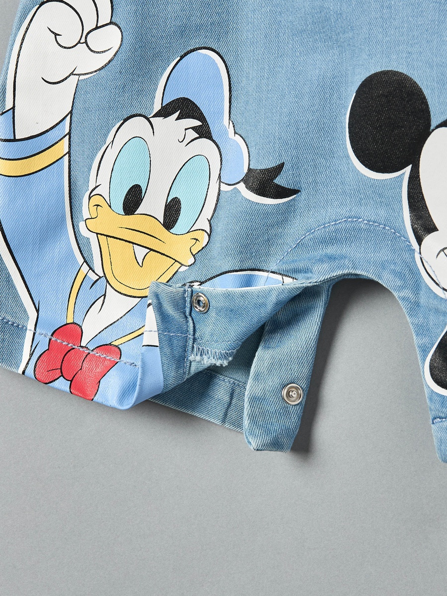 Mickey Mouse and Donald Duck Print Denim Dungaree Set