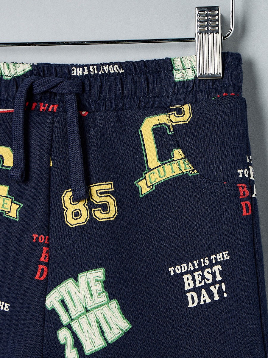 Varsity Print Cotton T-Shirt and Shorts Set