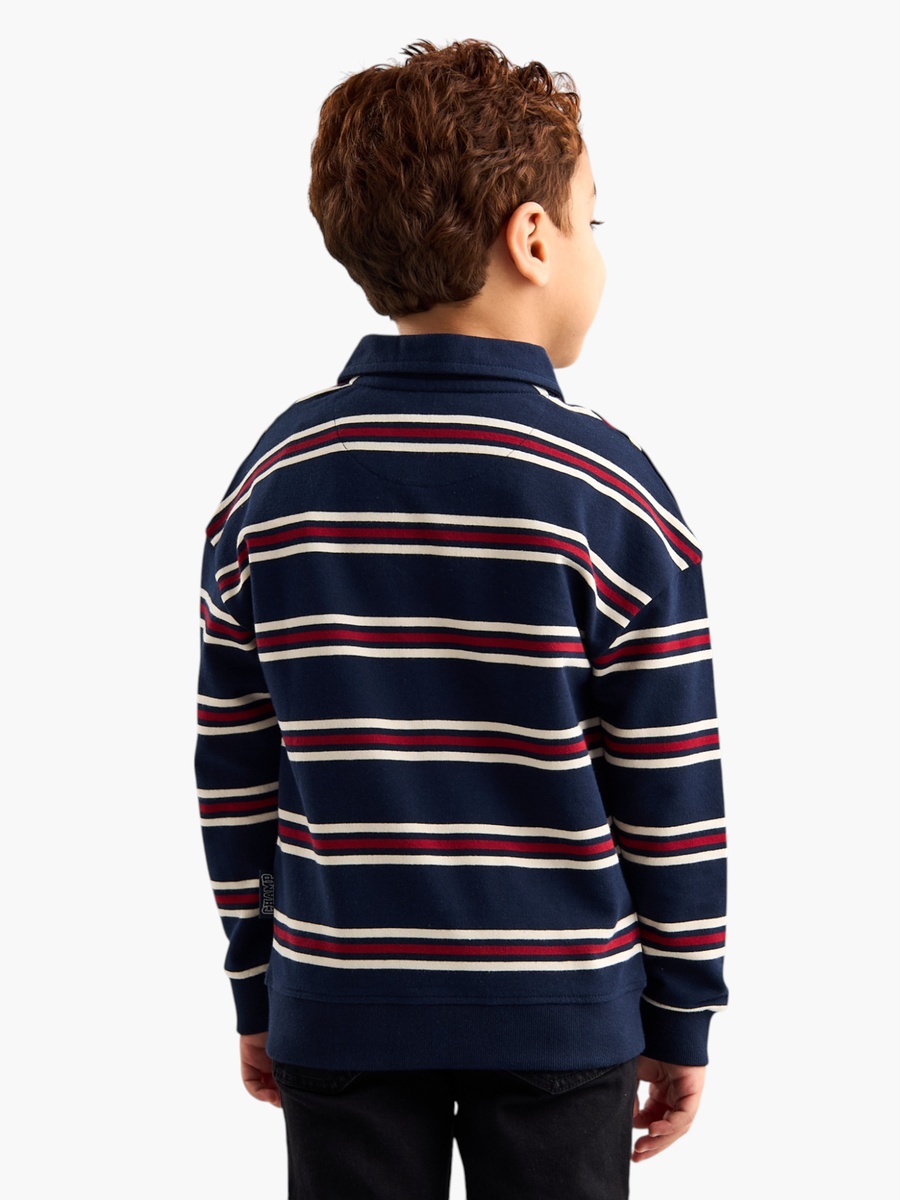 Striped Cotton Polo Sweatshirt