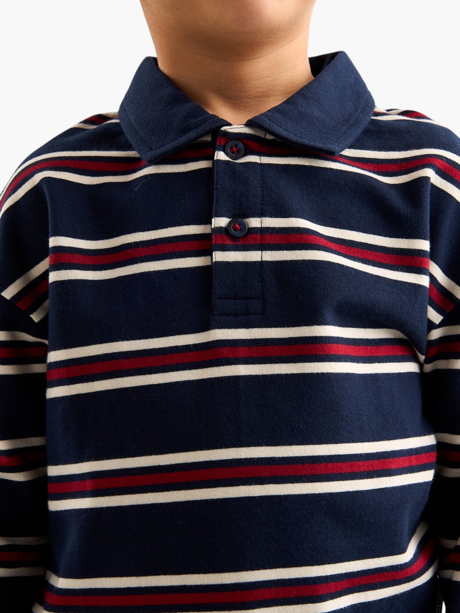 Striped Cotton Polo Sweatshirt