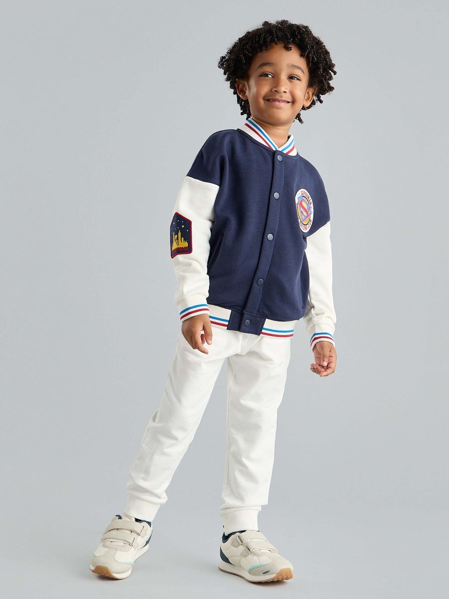 Superman Print Varsity Bomber Jacket