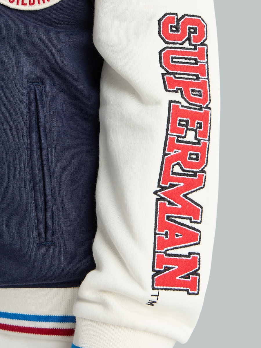 Superman Print Varsity Bomber Jacket