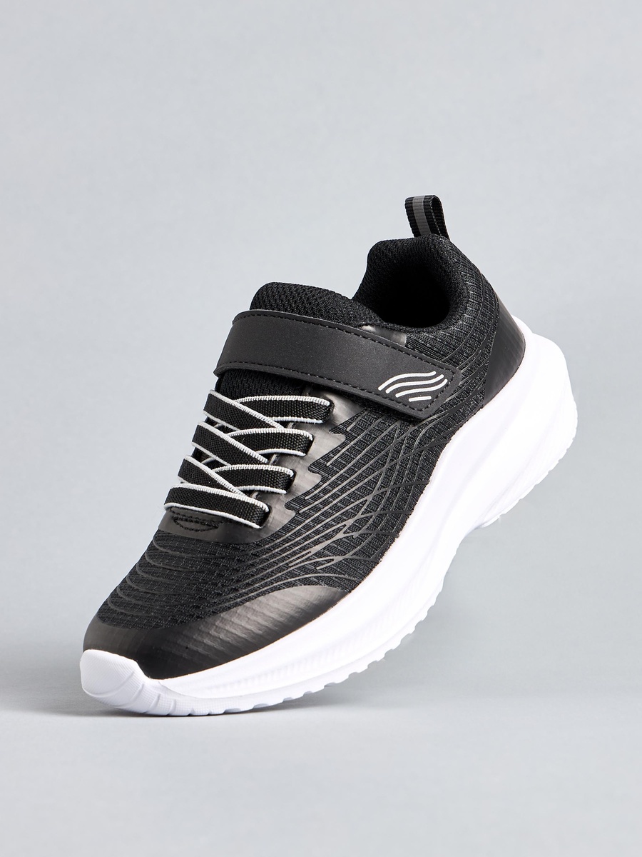 Panelled Sports Shoes with Hook and Loop Closure