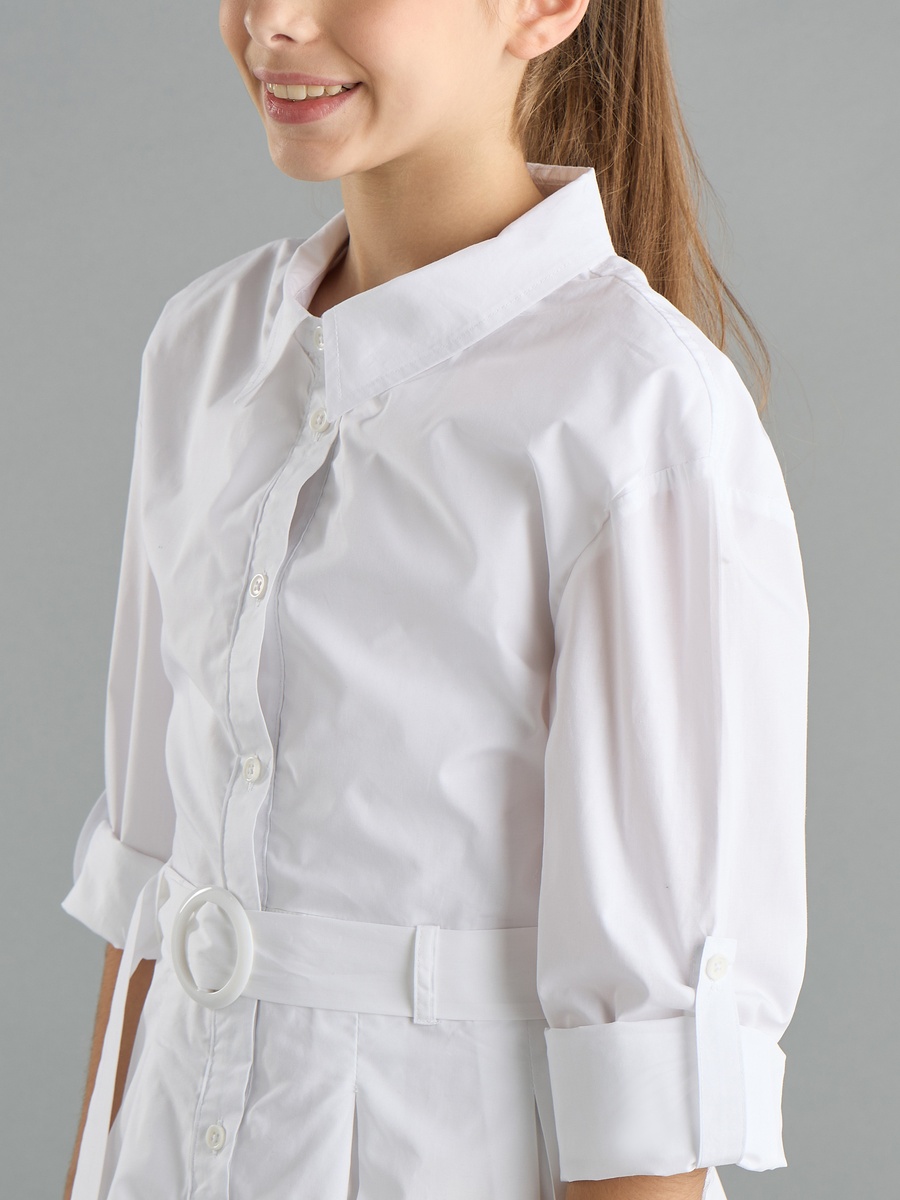 Plain Poplin Shirt Dress with Belt