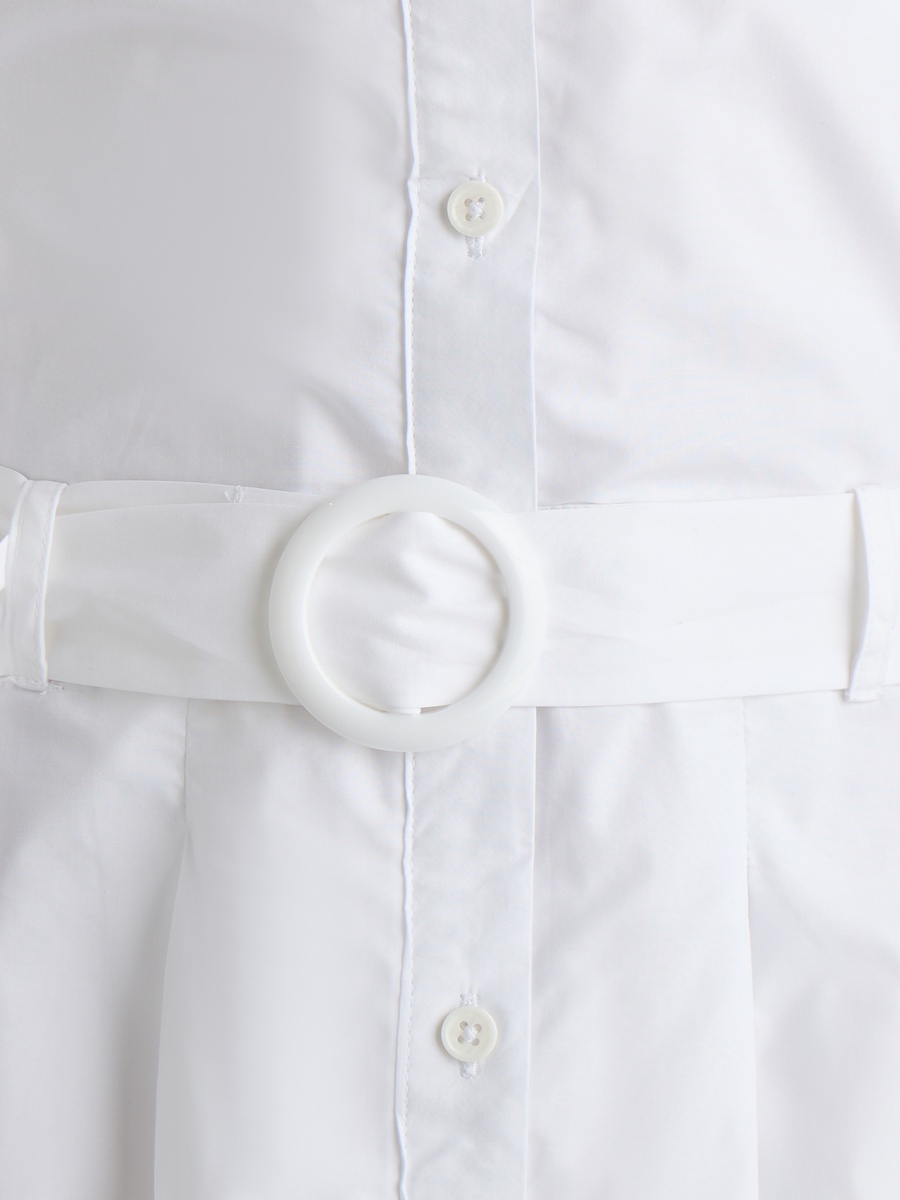 Plain Poplin Shirt Dress with Belt