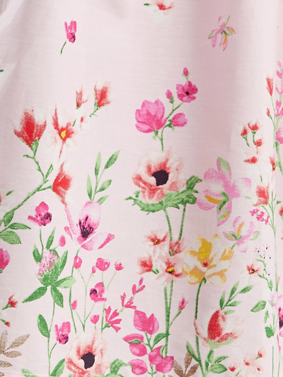 Floral Print Cotton Dress with Puff Sleeves
