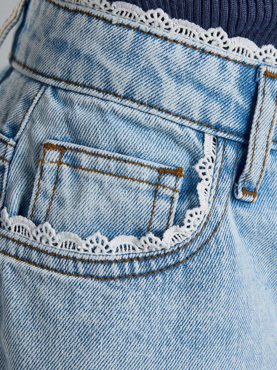 Lace Inserts Wide Leg Jeans