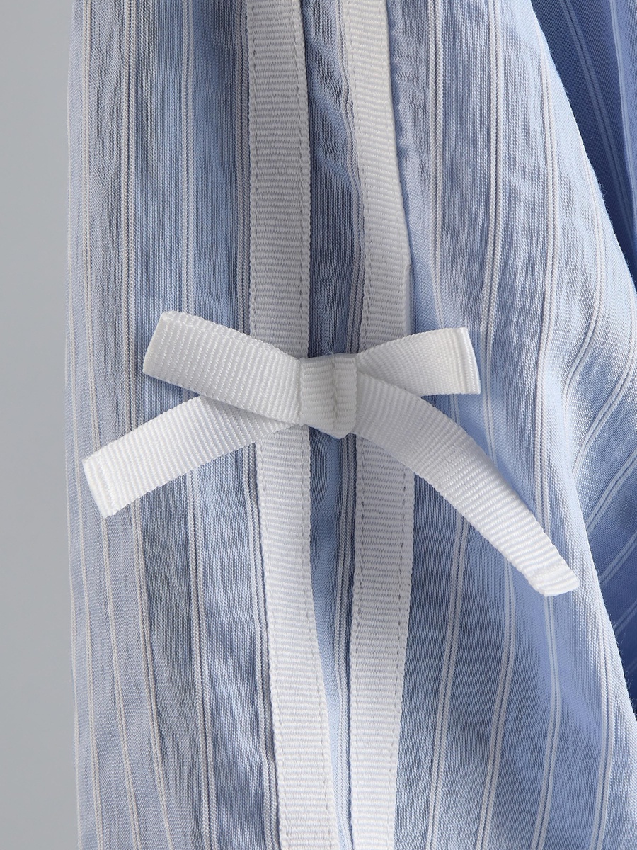 Striped Oversized Shirt with Tape and Bow Detail