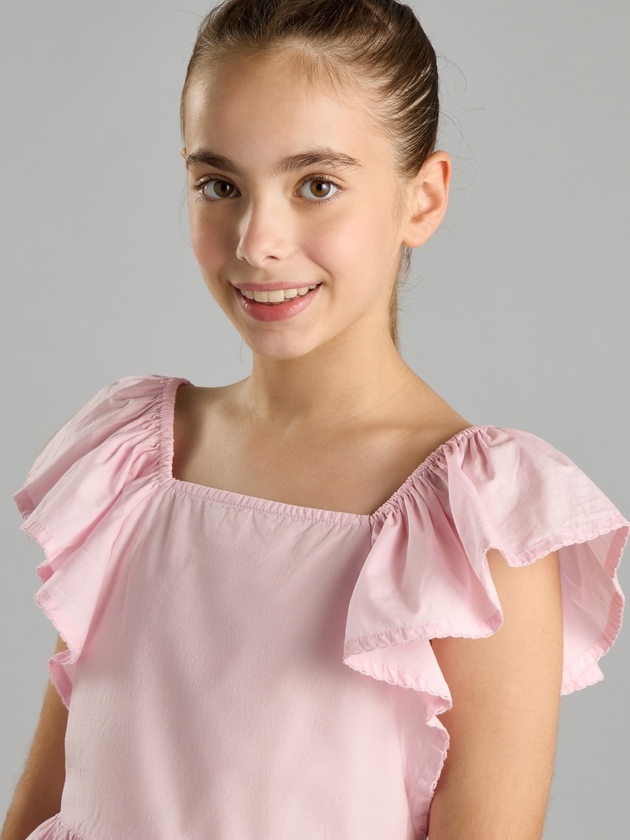 Smocked Square Neck Top with Flutter Sleeves