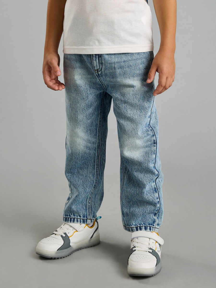 Typographic Print Wide Leg Jeans