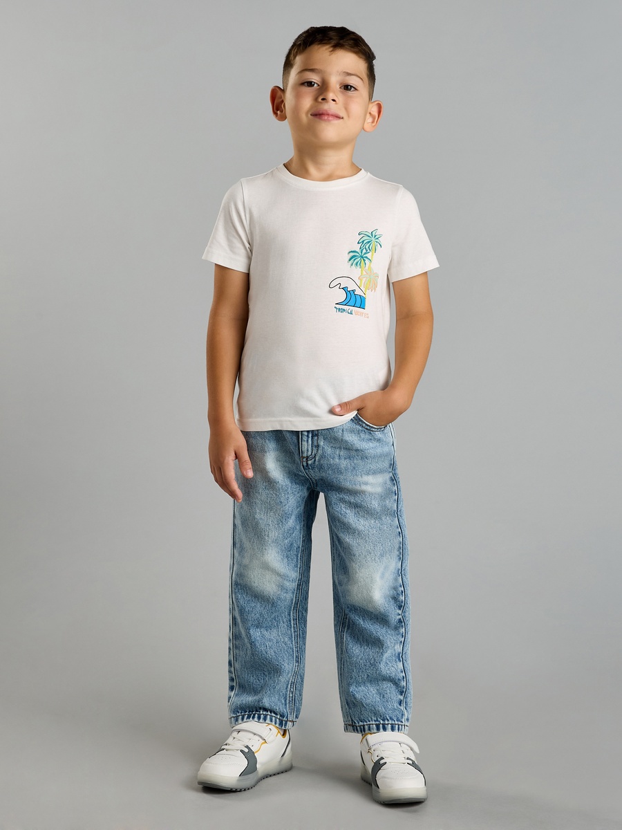 Typographic Print Wide Leg Jeans