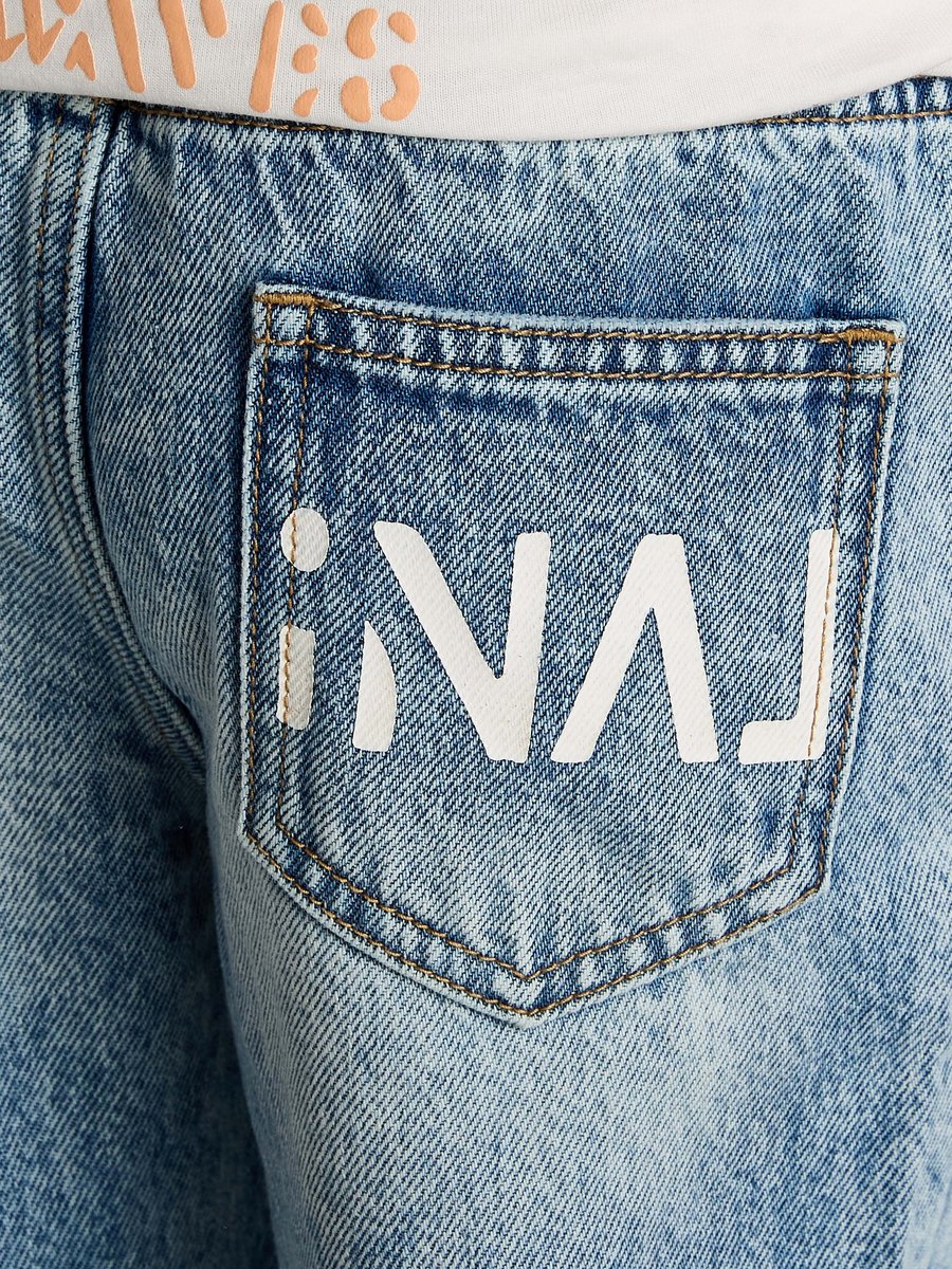 Typographic Print Wide Leg Jeans