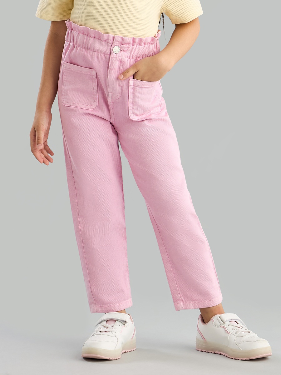 Plain Paperbag Waist Jeans
