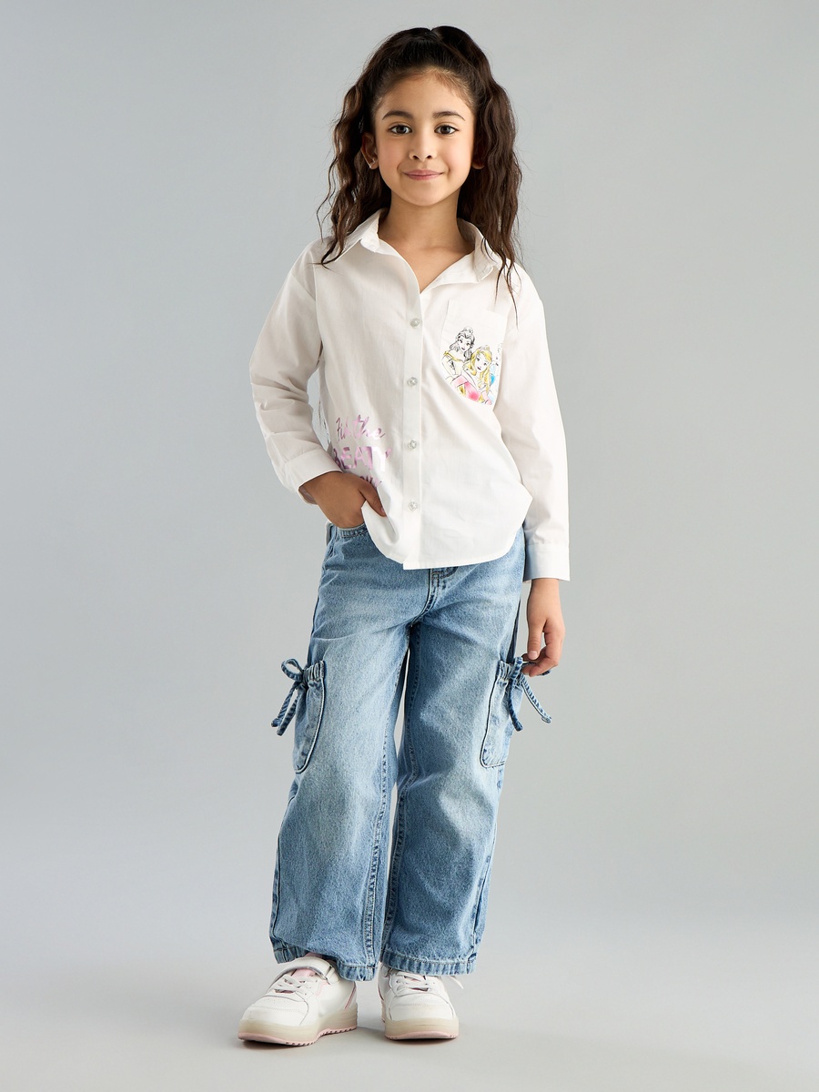 Bow Accent Wide Leg Jeans
