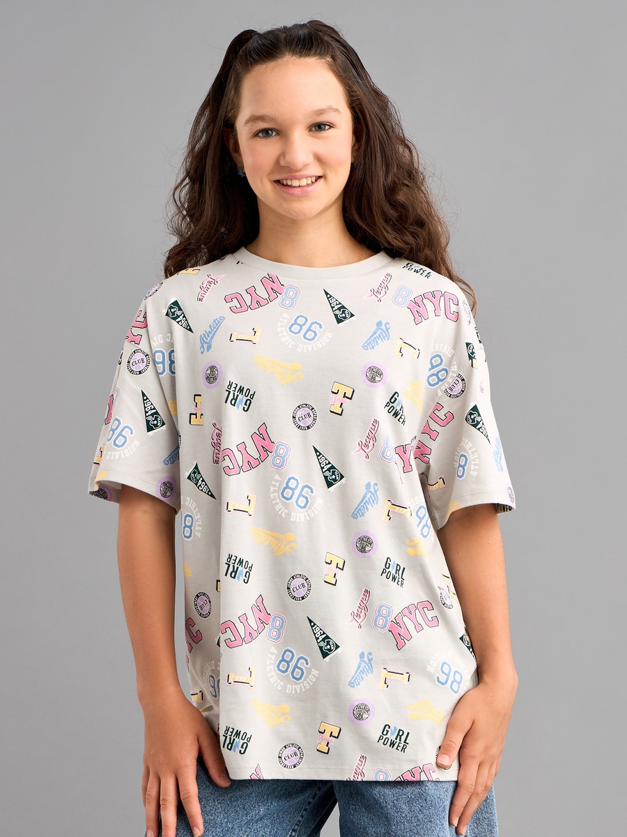 All-Over Print Oversized Cotton T-Shirt
