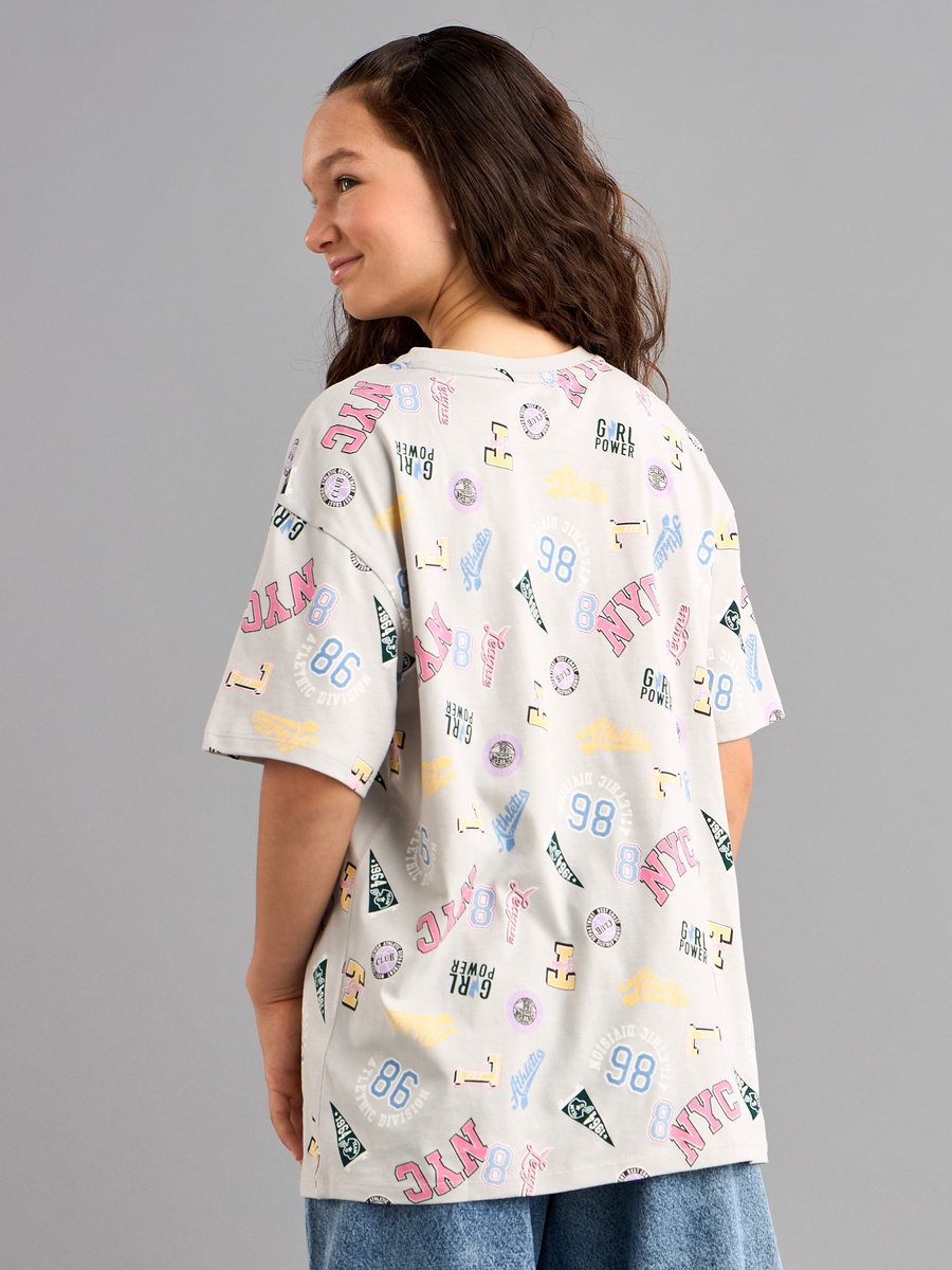 All-Over Print Oversized Cotton T-Shirt