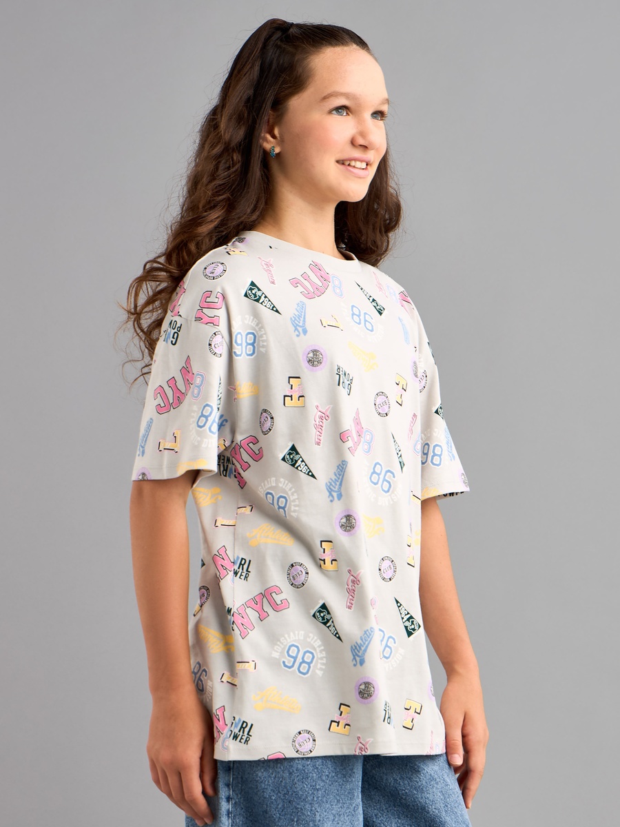 All-Over Print Oversized Cotton T-Shirt