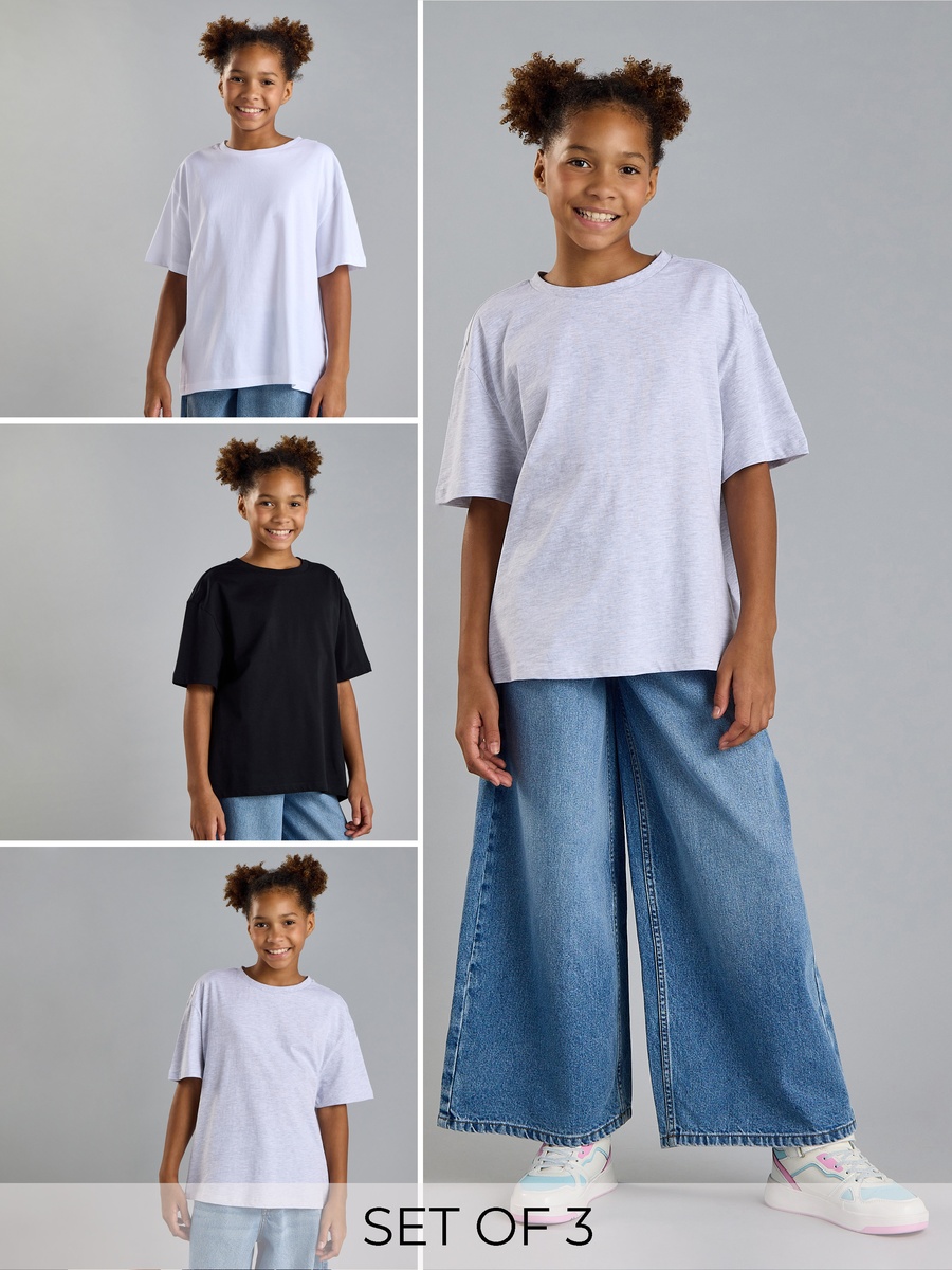 Pack of 3 - Plain Loose Fit T-Shirt