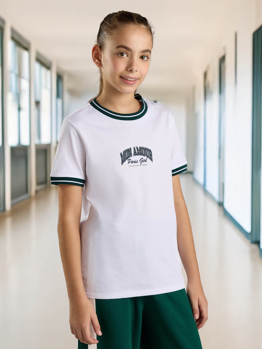 Mon Amour Print Cotton Ringer T-Shirt