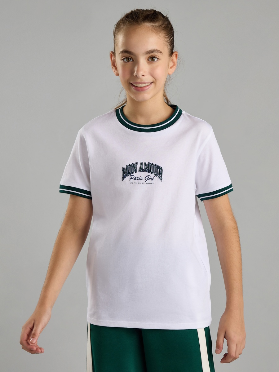 Mon Amour Print Cotton Ringer T-Shirt