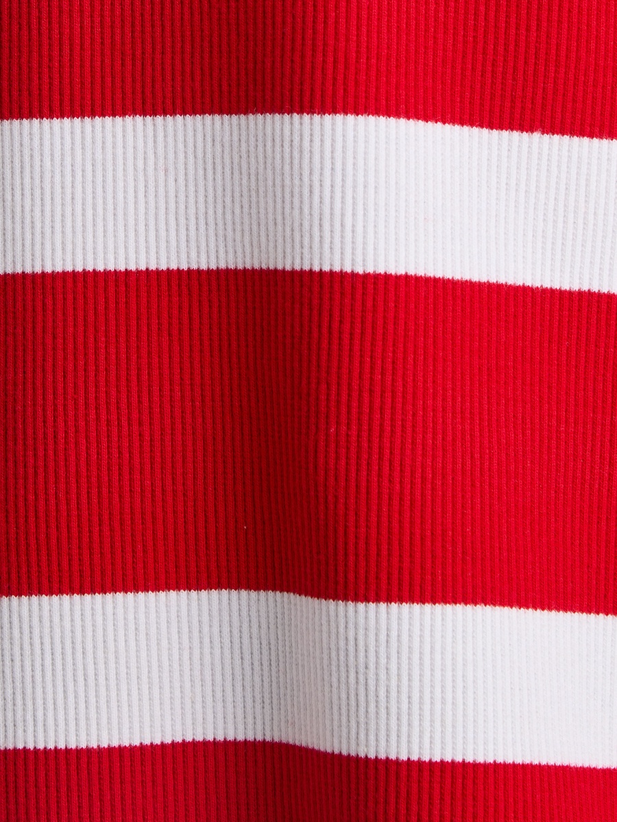 Ribbed Striped Polo T-Shirt