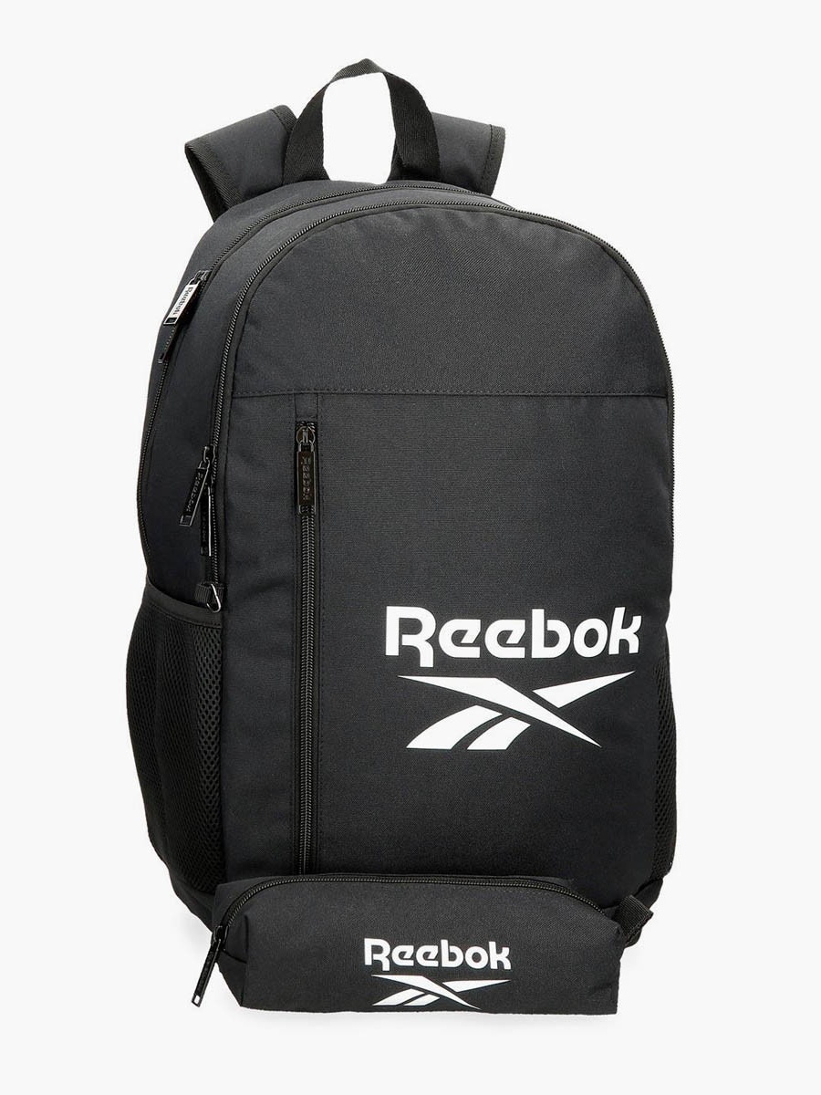 Logo Print School Backpack with Zip Closure and Pencil Pouch