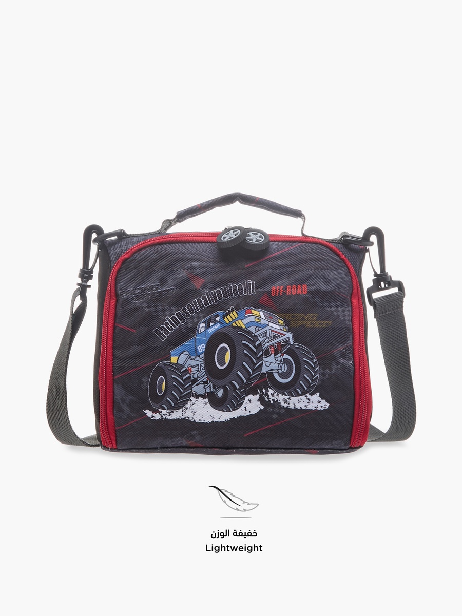 Monster Truck Graphic Print Lunch Bag with Zip Closure