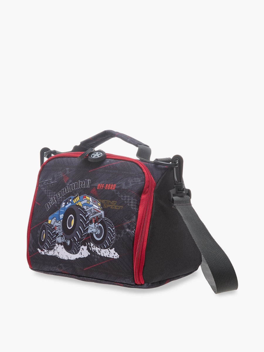 Monster Truck Graphic Print Lunch Bag with Zip Closure