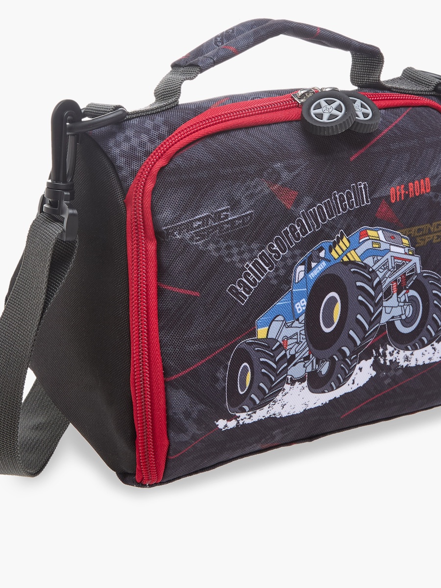 Monster Truck Graphic Print Lunch Bag with Zip Closure