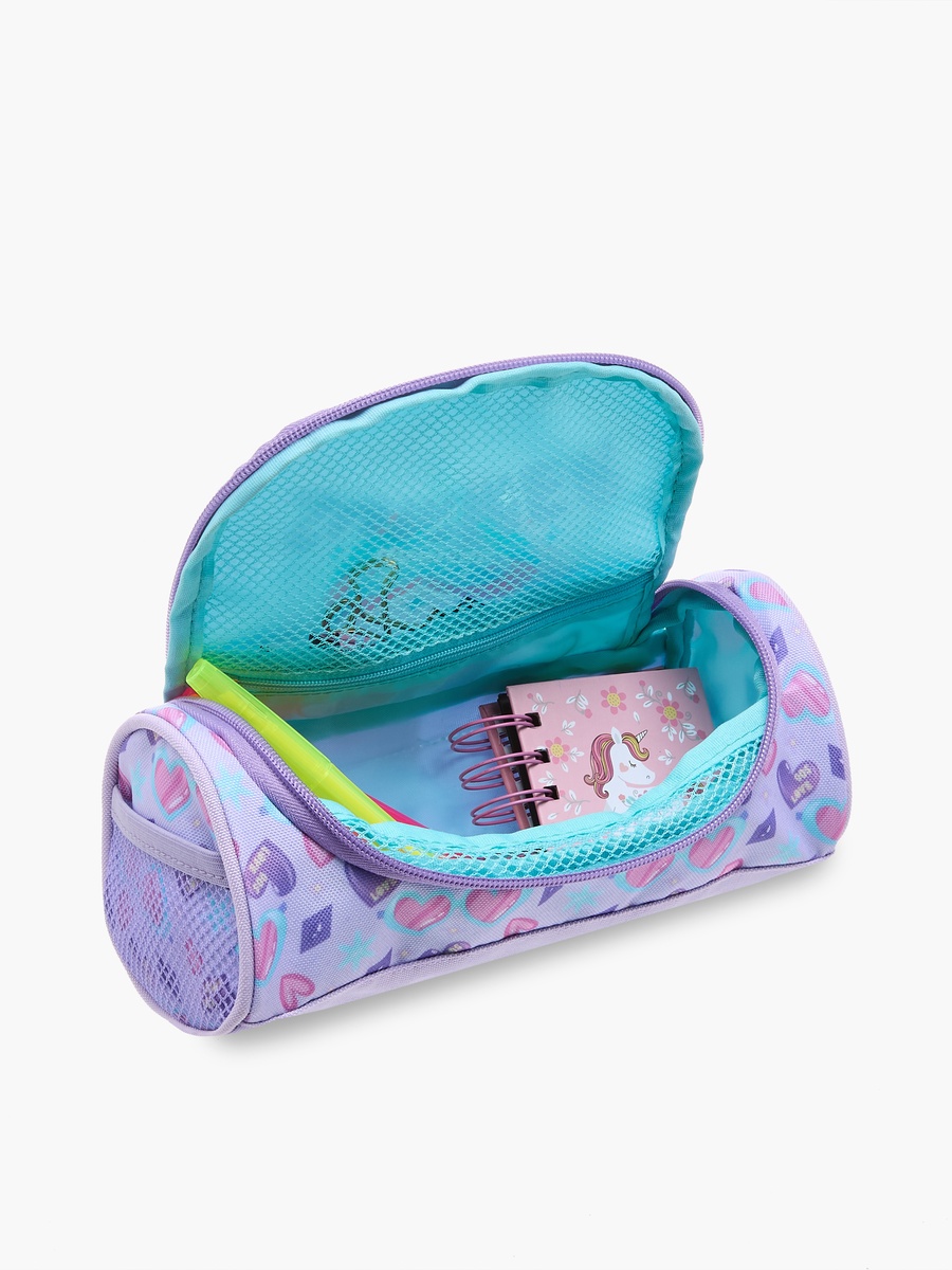 Heart Print Pencil Pouch with Zip Closure
