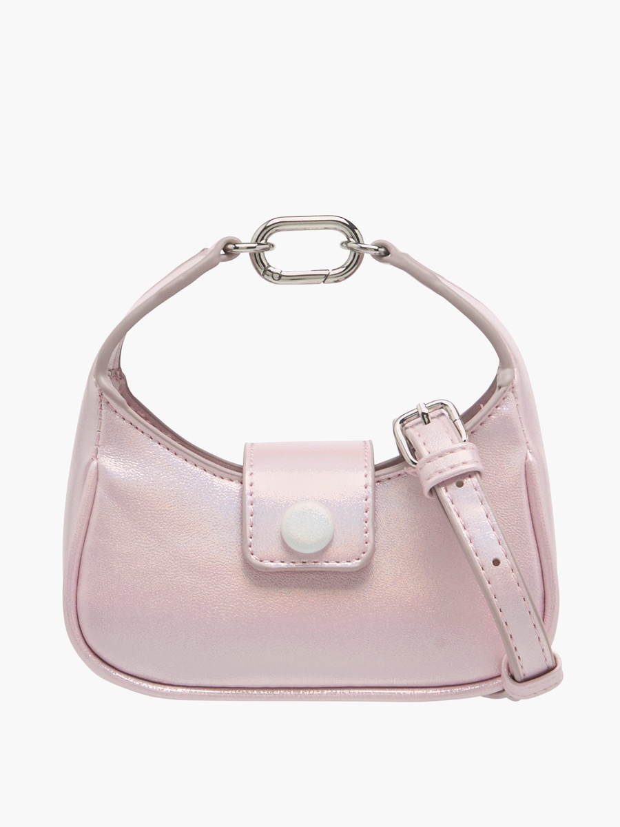 Solid Crossbody Bag with Detachable Strap and Flap Closure