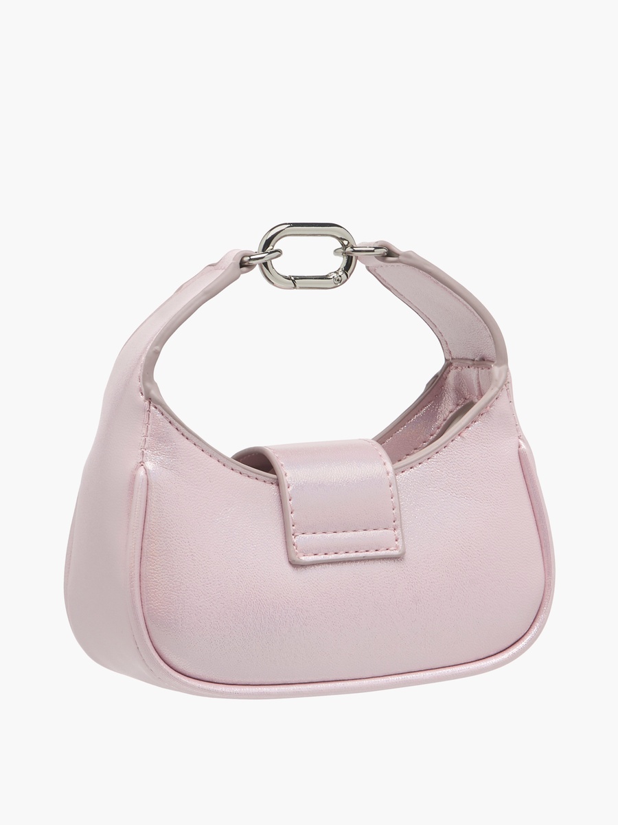Solid Crossbody Bag with Detachable Strap and Flap Closure