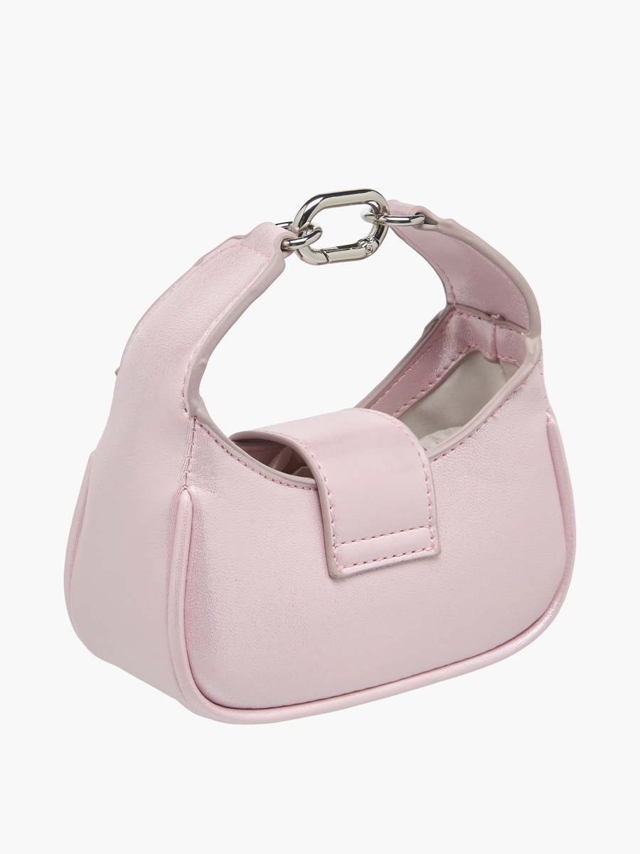 Solid Crossbody Bag with Detachable Strap and Flap Closure