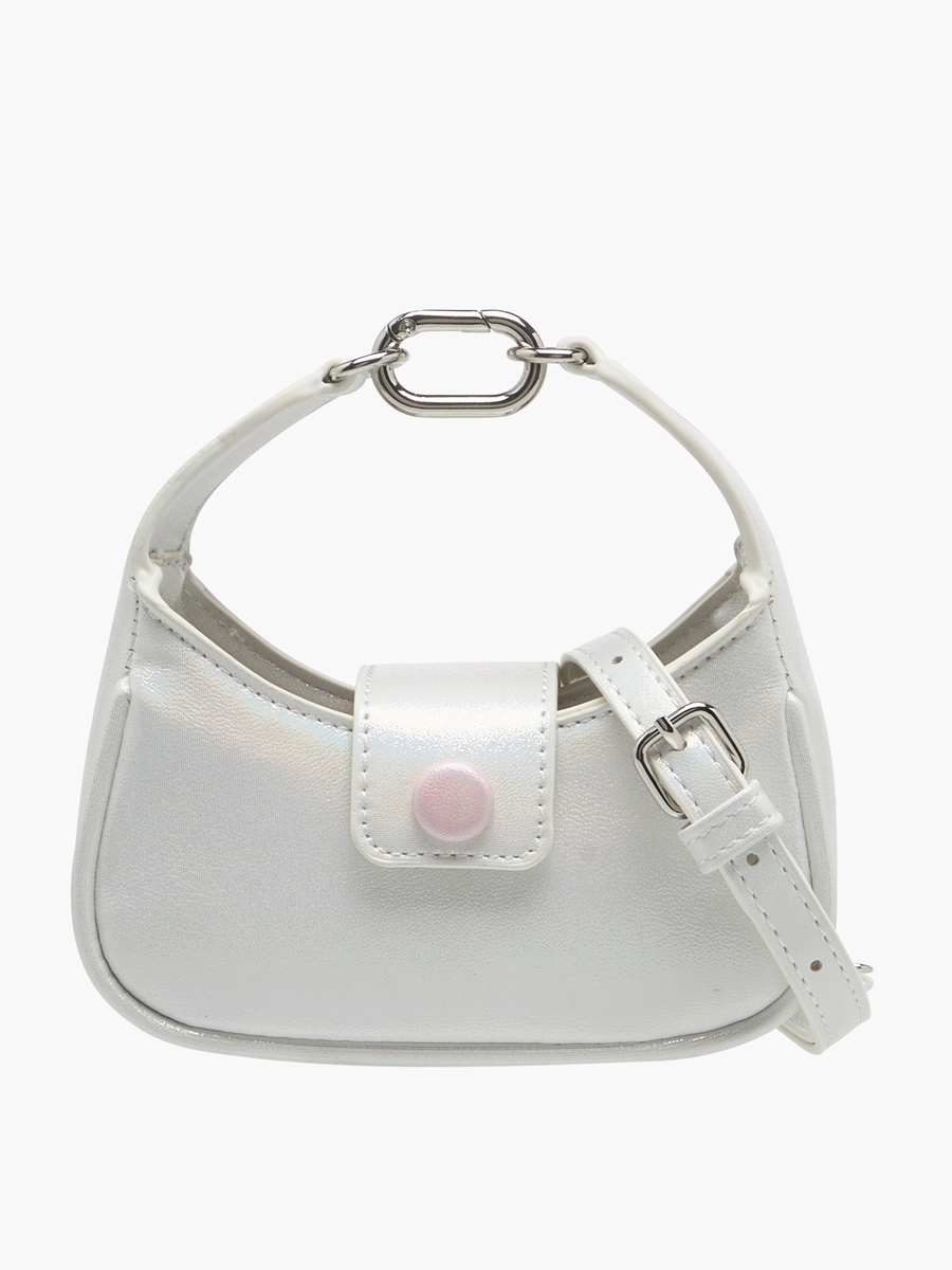 Solid Crossbody Bag with Detachable Strap and Flap Closure