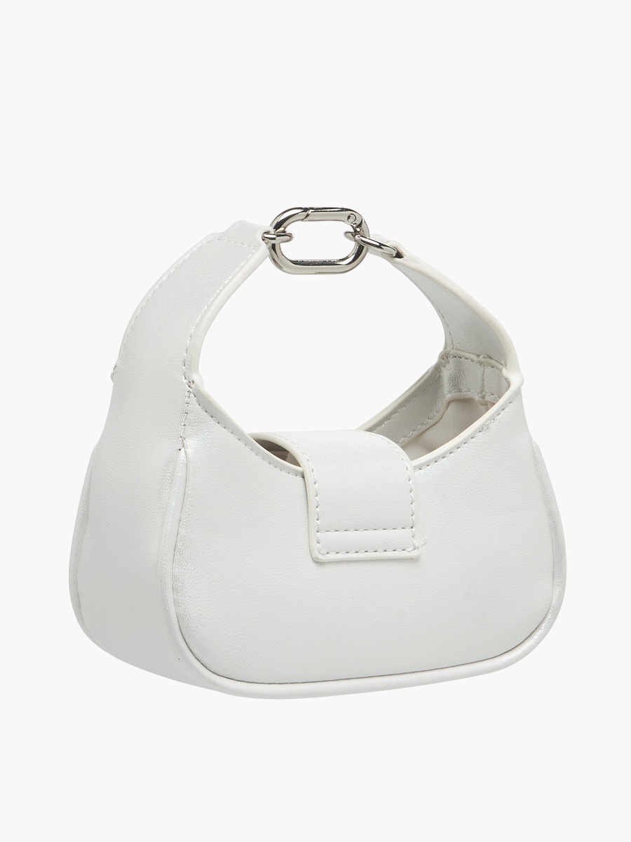 Solid Crossbody Bag with Detachable Strap and Flap Closure
