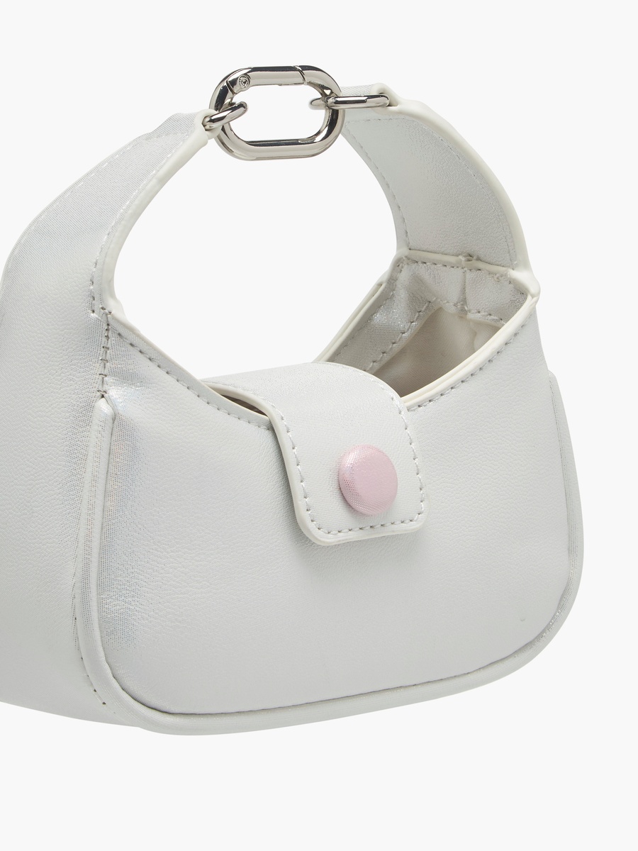 Solid Crossbody Bag with Detachable Strap and Flap Closure