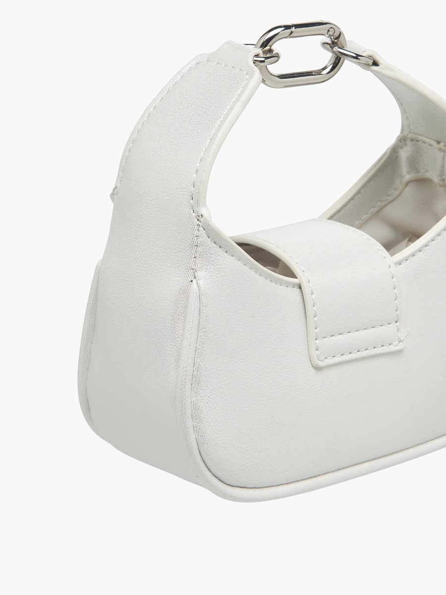 Solid Crossbody Bag with Detachable Strap and Flap Closure