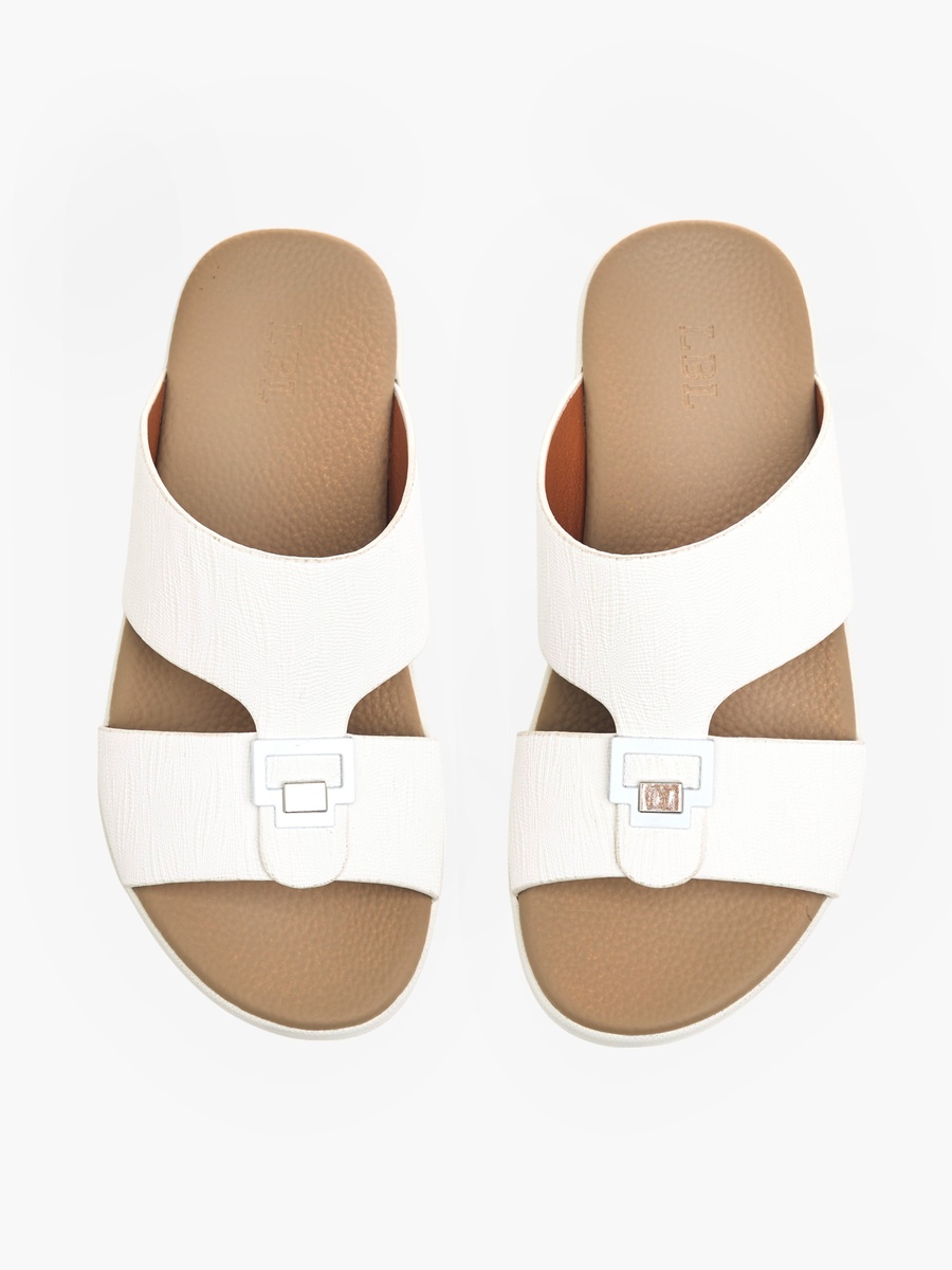 Metal Accent Slip-On Arabic Sandals