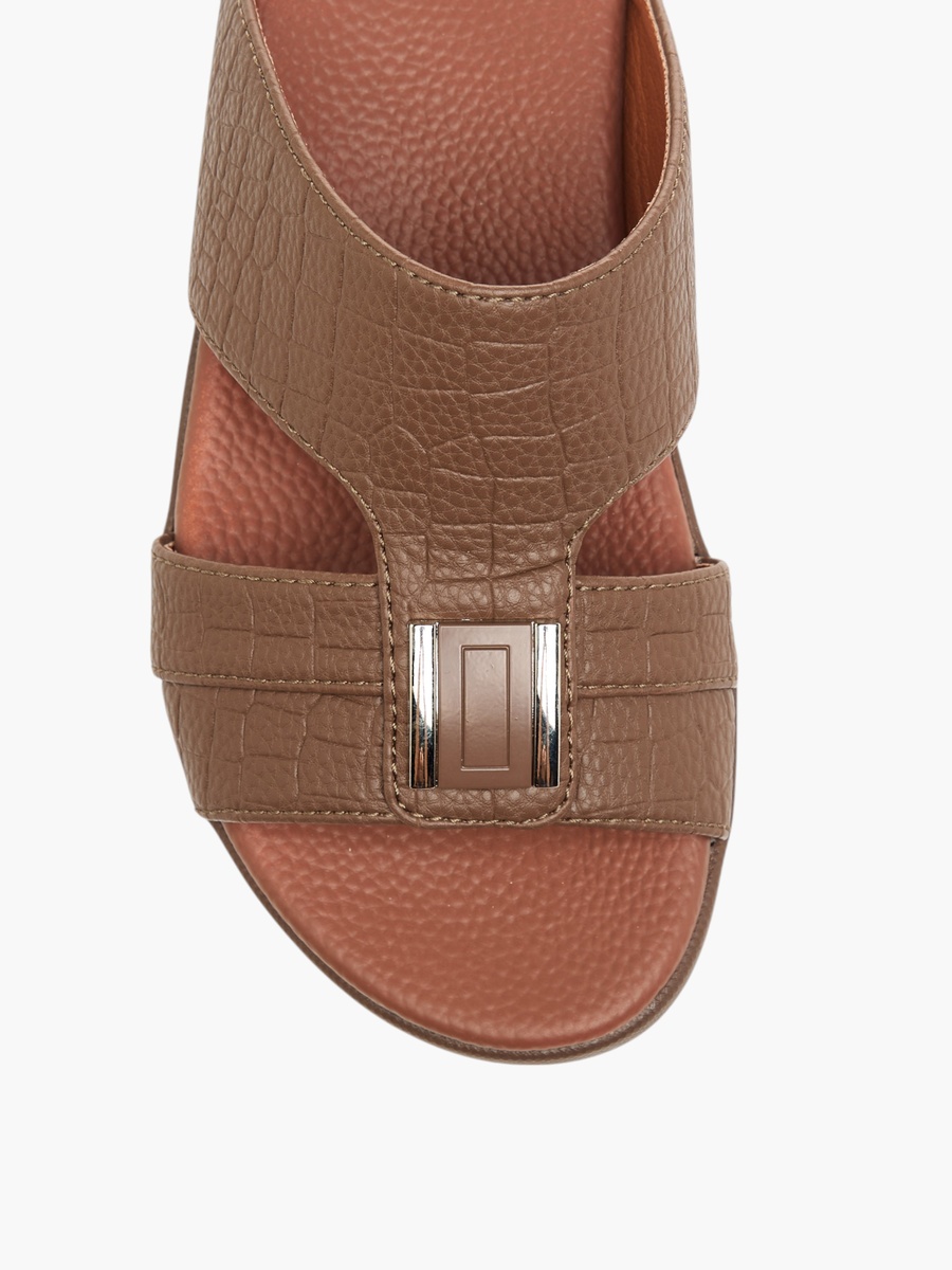 Metal Accent Slip-On Arabic Sandals