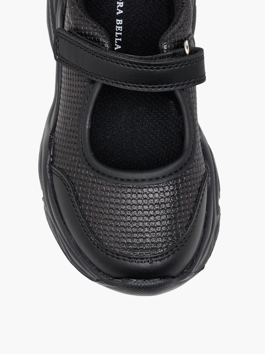 Textured Mary Jane School Shoes with Hook and Loop Closure