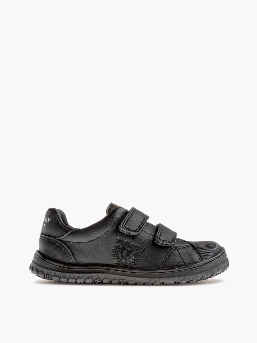 Solid School Shoes with Hook and Loop Closure - 200010-D