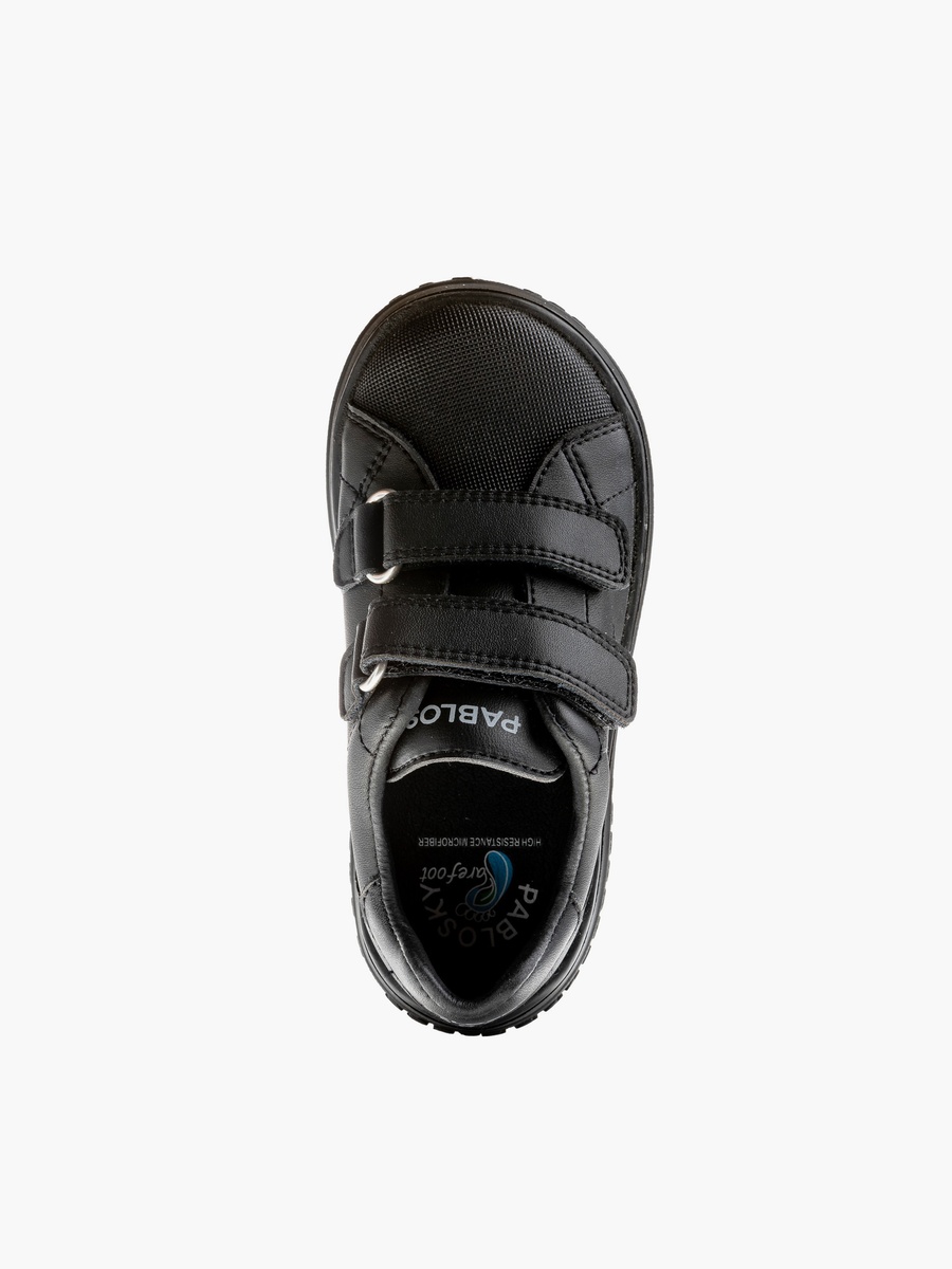 Solid School Shoes with Hook and Loop Closure - 200010-D