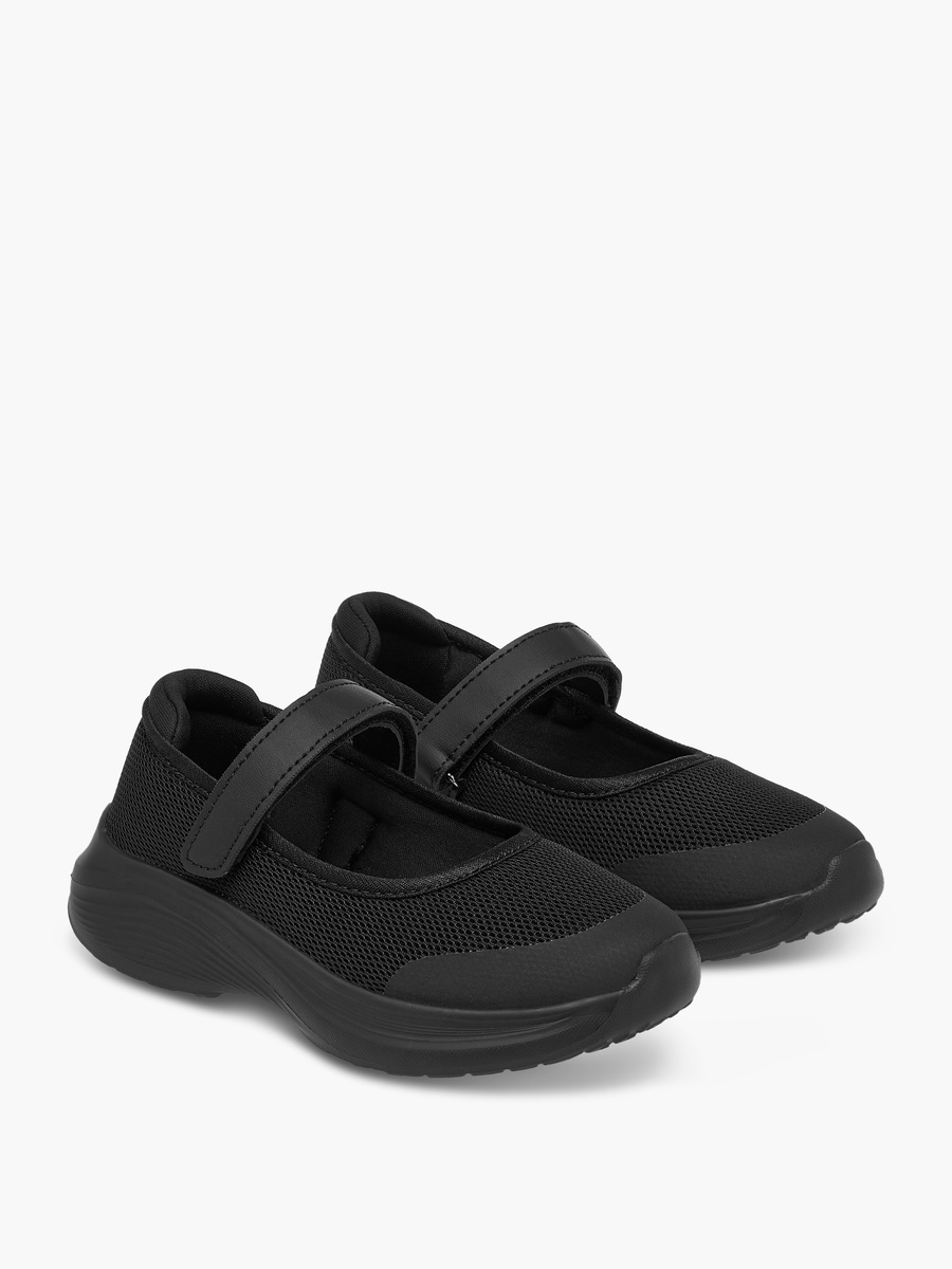 Textured School Shoes with Hook and Loop Closure