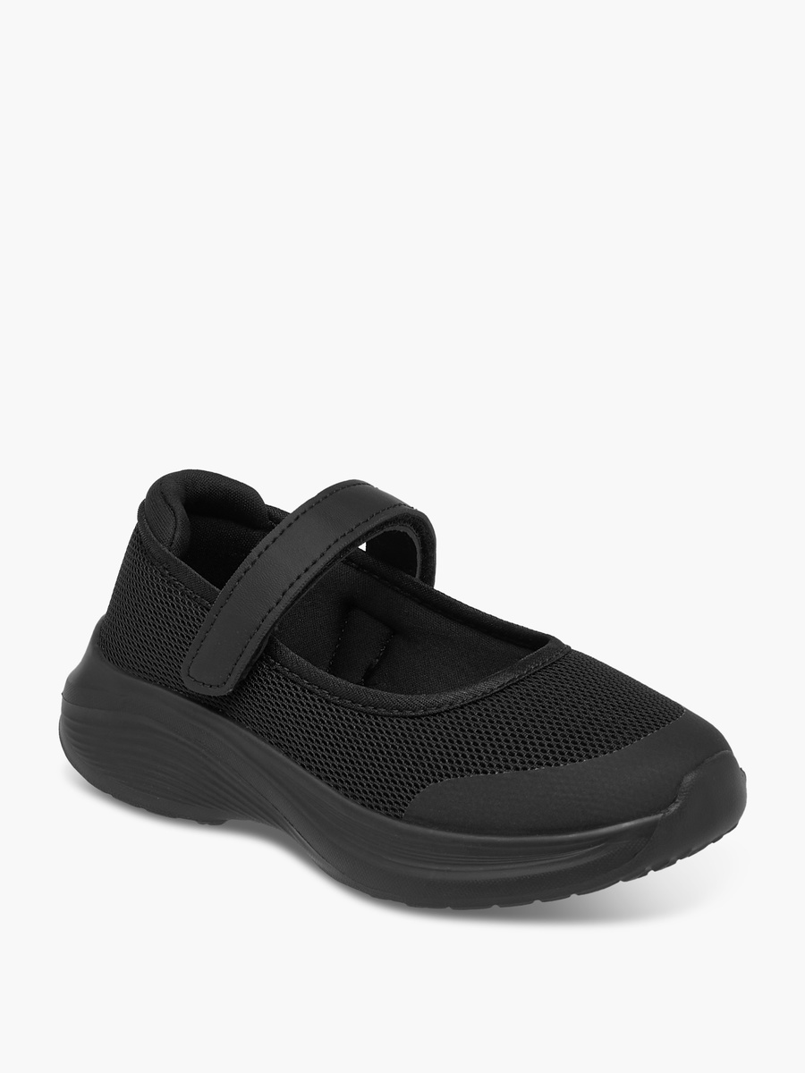 Textured School Shoes with Hook and Loop Closure