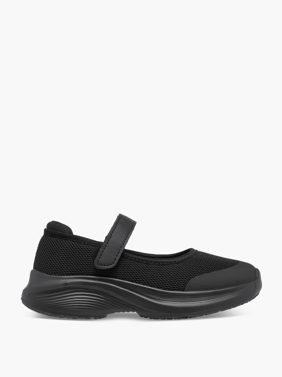 Textured School Shoes with Hook and Loop Closure