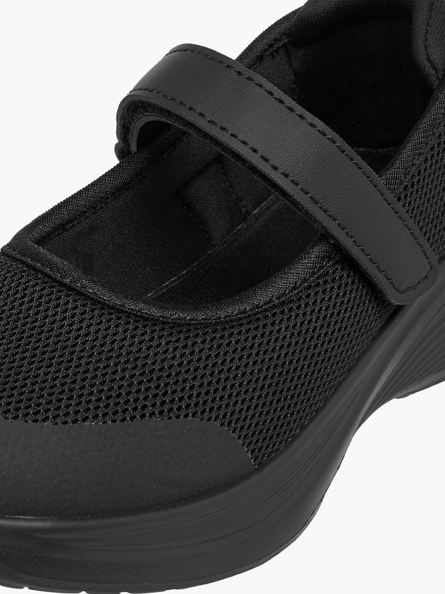 Textured School Shoes with Hook and Loop Closure