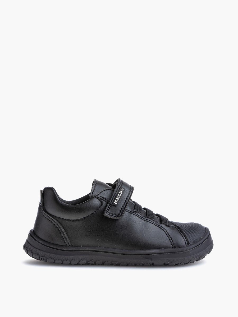 Panelled School Shoes with Hook and Loop Closure - 355815-J