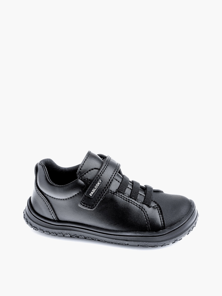 Panelled School Shoes with Hook and Loop Closure - 355815-J