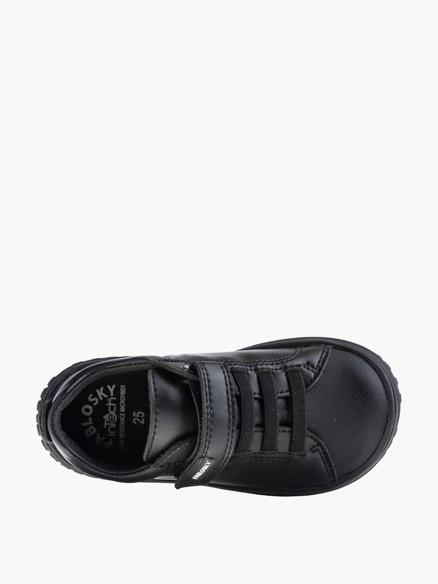 Panelled School Shoes with Hook and Loop Closure - 355815-J